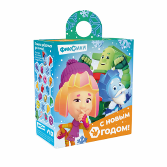 Упаковка новогодняя "Фиксики" 300 гр 11х6х12,5см