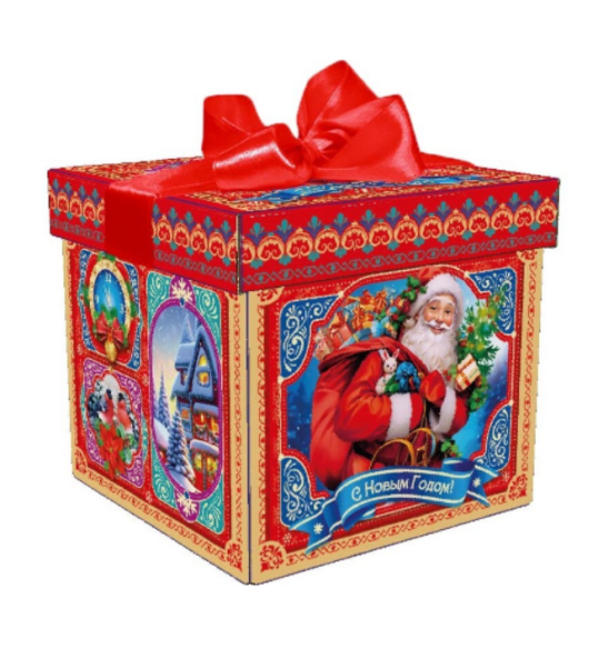 Упаковка новогодняя "Сокольники" 1200 гр 15х15х14,5см