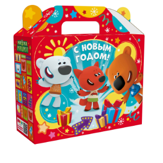 Упаковка новогодняя "Ми-ми-мишки" 1200 гр 23х8,5х23 см