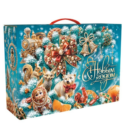 Упаковка новогодняя "МалаХит" 3500 гр 36,5х11х26см