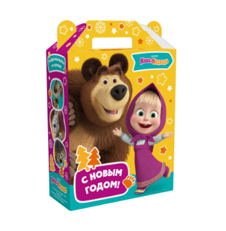 Упаковка новогодняя "Маша и Медведь" 17х7х25,5см