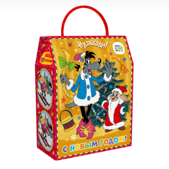Упаковка новогодняя "Ну, погоди!" 800 гр 16х8х20см