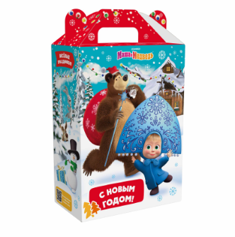 Упаковка новогодняя "Маша и Медведь" 2000 гр 18,5х10х30,5см