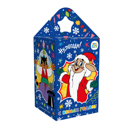 Упаковка новогодняя "Ну, погоди!" 800 гр 11х11х17,2см