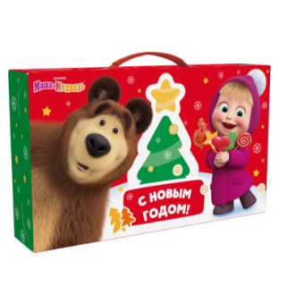 Упаковка новогодняя "Маша и Медведь" 25х5х15см