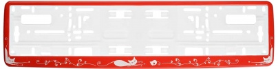 Рамка для номера автомобиля красная "Кошки"