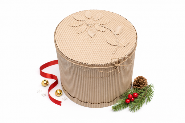 Круглая коробка из рельефного картона 175х150 мм