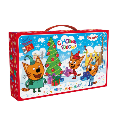 Упаковка новогодняя "Три кота" 750 гр 25х5х15см