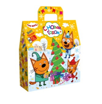 Упаковка новогодняя "Три Кота" 550 гр 17,5х6х19,5см