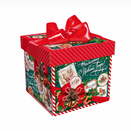 Упаковка новогодняя "Изумрудный Винтаж" 600 гр 12,5х12,5х12см