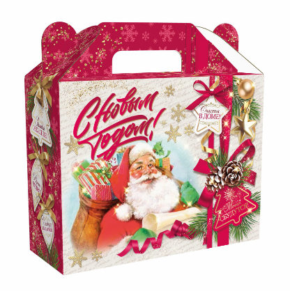 Упаковка новогодняя "Добрые традиции" 1200 гр 23х8,5х23 см