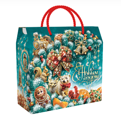 Упаковка новогодняя "МалаХит" 1500 гр 23х10х22см