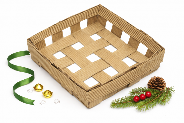 Коробка "корзинка" из рельефного картона 160х160х50 мм