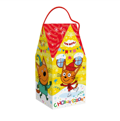 Упаковка новогодняя "Три кота" 500 гр 10,5х10,5х21,5см