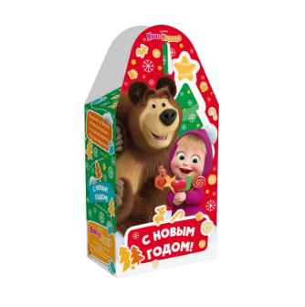Упаковка новогодняя "Маша и Медведь" 350 гр 11х6,5х22см