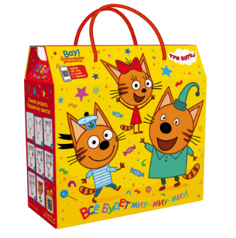 Упаковка новогодняя "Три кота" 1500 гр 23х10х22см