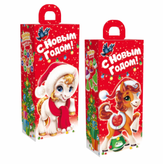Упаковка новогодняя "Снежок и Огонёк" 500 гр 10х6х21см