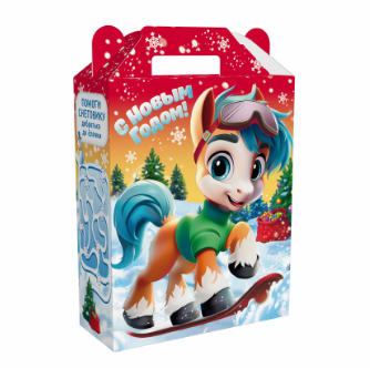 Упаковка новогодняя "Марк и Няша" 900 гр 17х7х25,5см