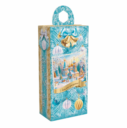 Упаковка новогодняя "Светлый праздник" голубая 500 гр 10х6х21см
