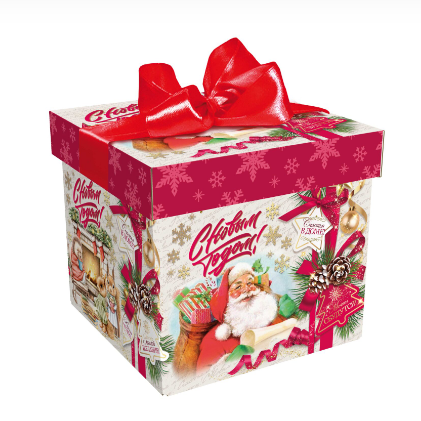 Упаковка новогодняя "Добрые Традиции" 600 гр 12,5х12,5х12см
