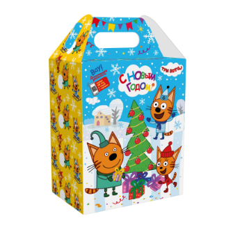 Упаковка новогодняя "Три кота" 1000 гр 15х9,8х23,5см