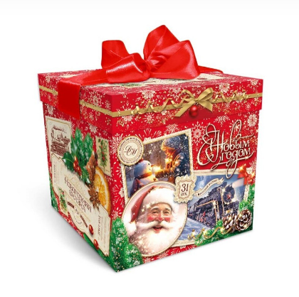 Упаковка новогодняя "Волшебный Экспресс" 1200 гр 15х15х14,5см