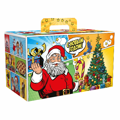 Упаковка новогодняя "ДискоСанта" 1000 гр 21х12х13см