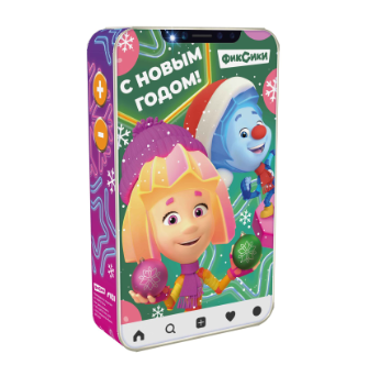 Упаковка новогодняя "Фиксики" 500 гр 13х4,5х21,5см