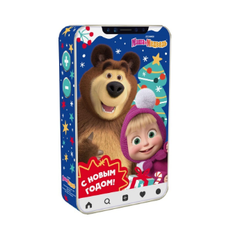 Упаковка новогодняя "Маша и Медведь" 500 гр 13х4,5х21,5см