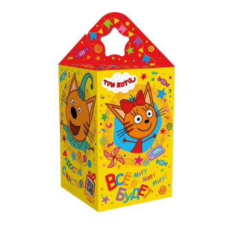 Упаковка новогодняя "Три Кота" 900 гр 11х11х17,2см