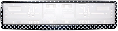 Рамка для номера автомобиля черная "Белый горох"