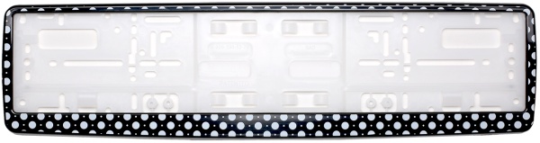 Рамка для номера автомобиля черная "Белый горох"