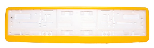 Рамка для номера желтая в упаковке