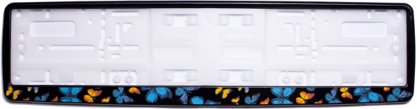 Рамка для номера автомобиля черная "Бабочки"
