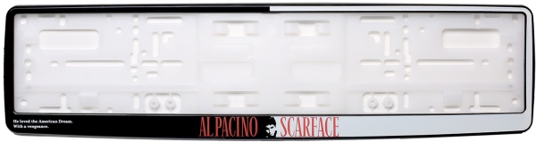 Рамка для номера автомобиля черная "Скарфейс"