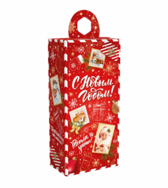 Упаковка новогодняя "Новогодица" красный 500 гр 10х6х21см