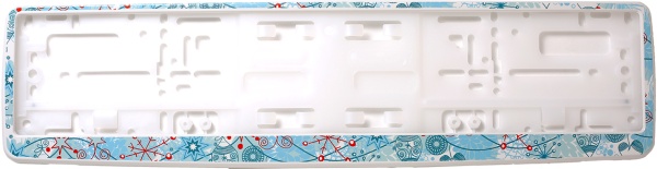 Рамка для номера автомобиля белая "Снежинки 1"