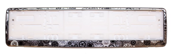 Рамка для номера автомобиля металлизированная "Механизмы часов"