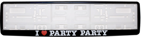 Рамка для номера автомобиля черная "Я люблю пати"